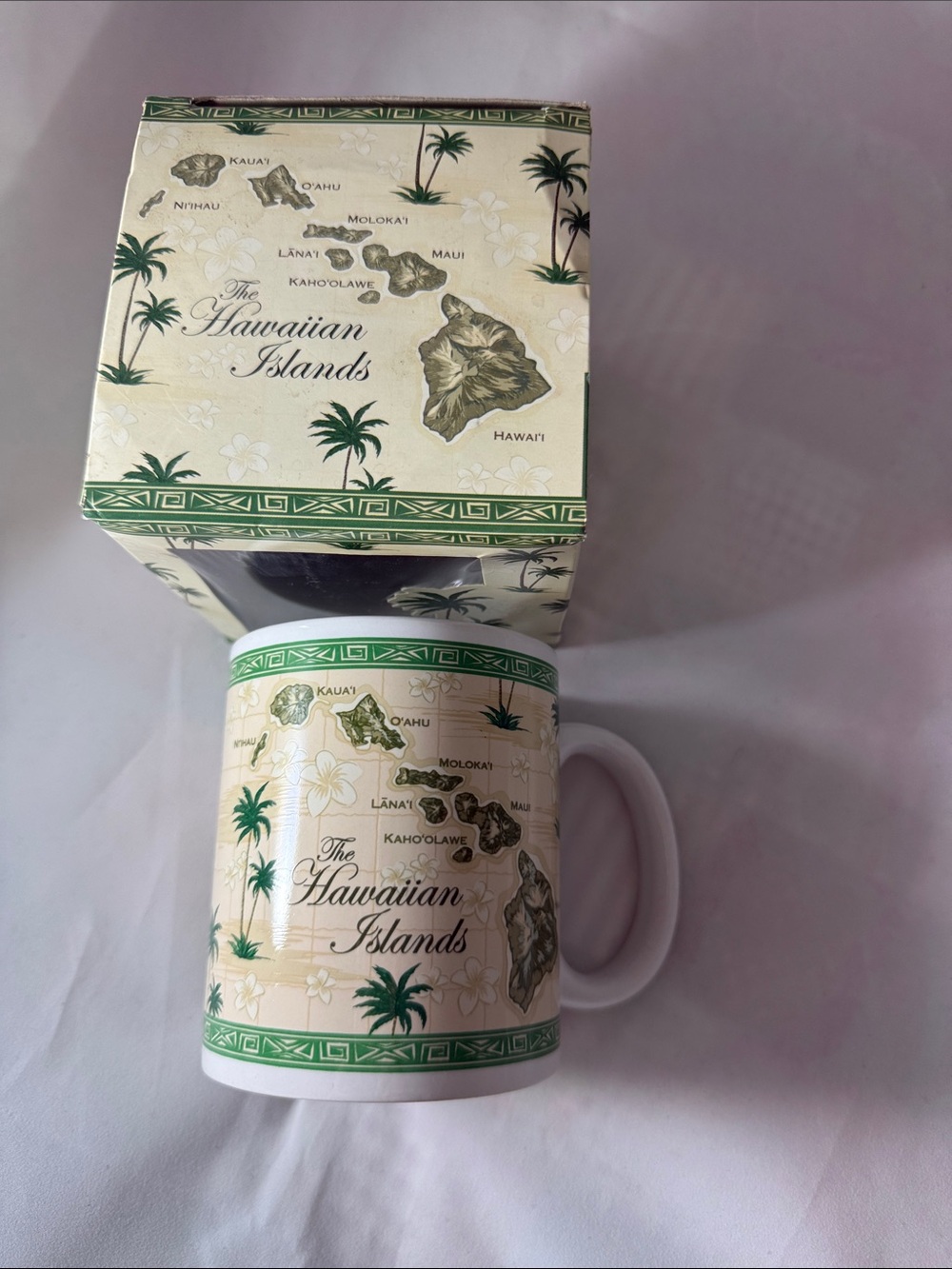 Ceramic Mug - Green and Cream Design